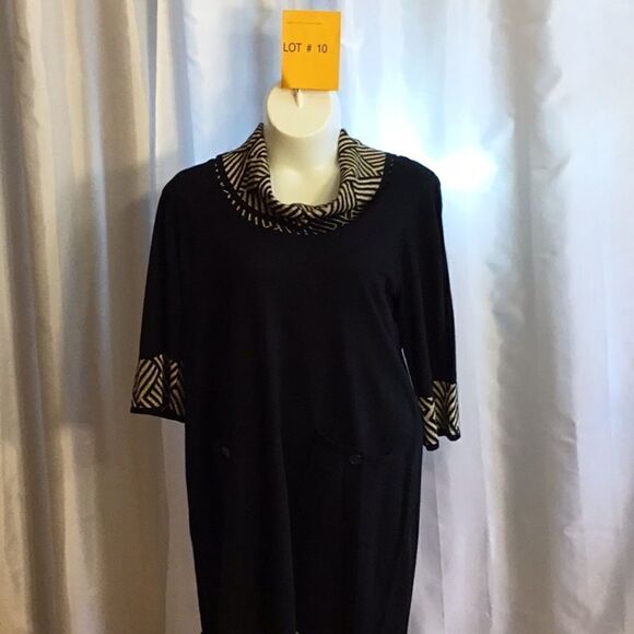 Cowl neck sweater knit dress in 1X STUDIO ONE - Picture 2 of 8